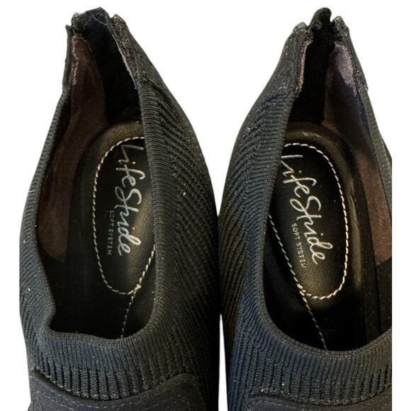 LifeStride Gia Shooties 8.5 Black Stretch Short Booties Back Zip Minimal Classic - Picture 2 of 6